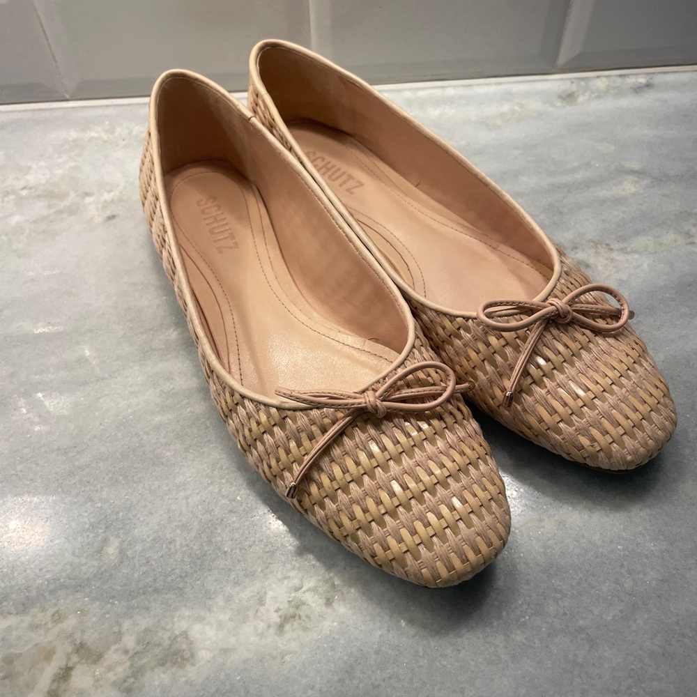 SCHUTZ Natural Nibs Arissa Straw Flats
